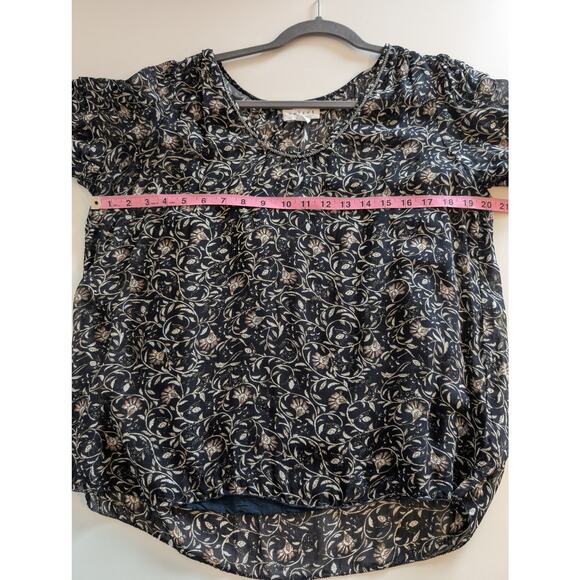 Velvet Graham Spencer Tracia Scoop Neck Beaded Floral Sheer Black Size XL - Picture 12 of 13